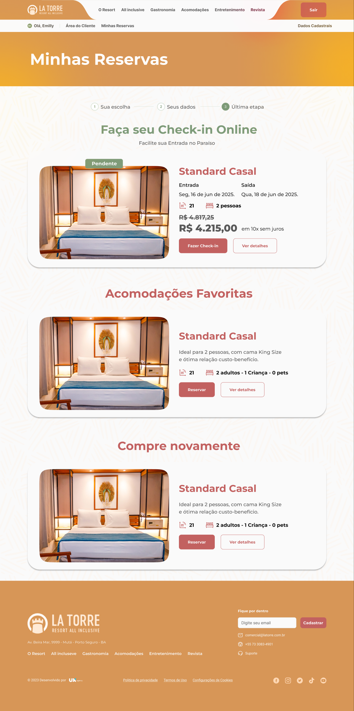 Área do cliente · Reservas