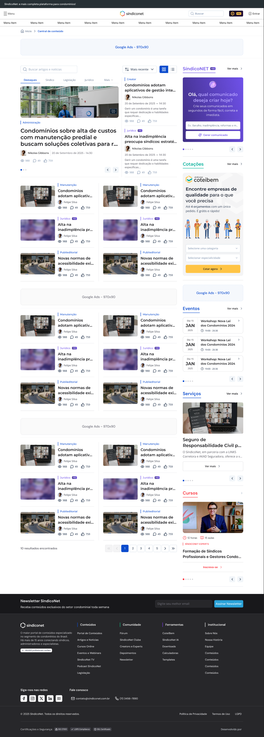 Portal · Central de conteúdos